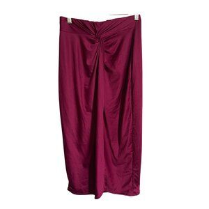 21Saints Womens Burgundy Knot Front Layered Skirt Size M Resort Wear Boho Summer